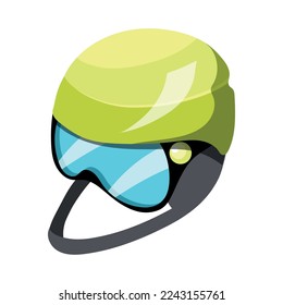 Isometric color ski helmet with goggles 3d vector illustration