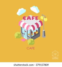Isometric color vector icon cafe