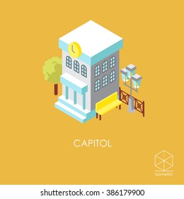Isometric color vector icon city hall