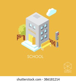 Isometric color vector icon school