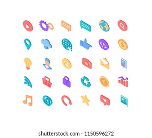 Isometric color web design icons set