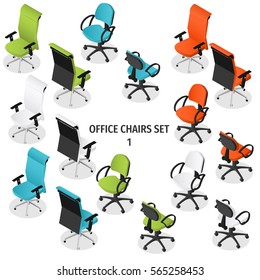 Isometric Colorful Chair Office Set