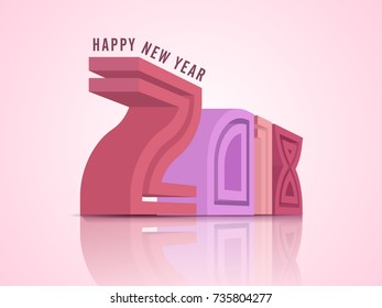 Isometric Colorful, creative text 2018 for New Year celebration.