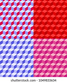 Isometric colorful cube hex pattern background vector set