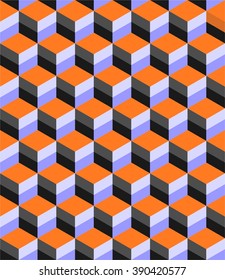 Isometric colorful cube pattern background vector seamlessly repeatable pattern