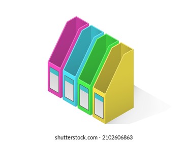 isometric colorful file box isolated on white