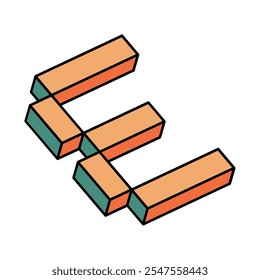 Isometric Colorful letter E, 3D alphabet illustration