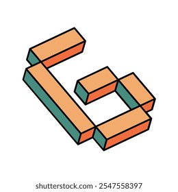 Isometric Colorful letter G, 3D alphabet illustration