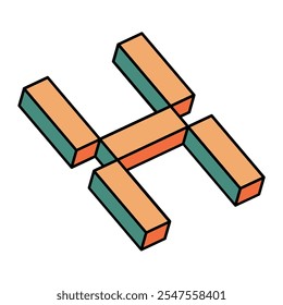 Isometric Colorful letter H, 3D alphabet illustration