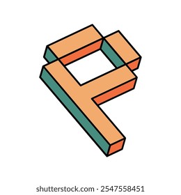 Isometric Colorful letter P, 3D alphabet illustration