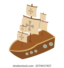 Isometric Columbus Day Illustration - Ship