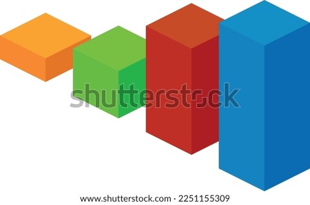 Isometric column chart. Color 3d diagram icon