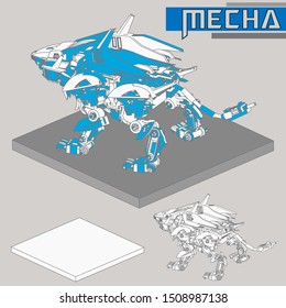 Isometric Combat robot. High quality battle robot isolated background. vector illustration