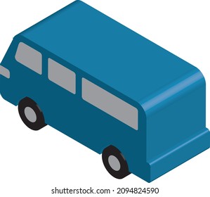 Isometric commercial van icon isolated on a white background