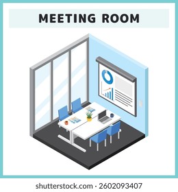 Isometric company conference room illustration material