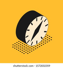 Isometric Compass icon isolated on yellow background. Windrose navigation symbol. Wind rose sign.  Vector Illustration