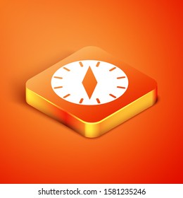 Isometric Compass icon isolated on orange background. Windrose navigation symbol. Wind rose sign.  Vector Illustration