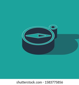Isometric Compass icon isolated on green background. Windrose navigation symbol. Wind rose sign.  Vector Illustration