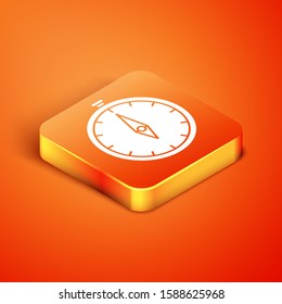 Isometric Compass icon isolated on orange background. Windrose navigation symbol. Wind rose sign.  Vector Illustration