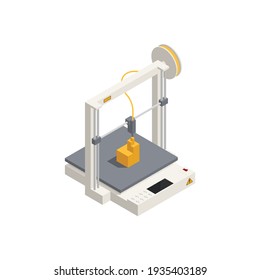 Isometric composition with equipment for 3d printing isolated on white background vector illustration