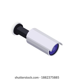 Isometric composition with isolated image of camera for surveillance vector illustration