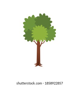 Isometric composition with isolated image of tree with trunk and leaves vector illustration