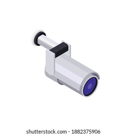 Isometric composition with isolated image of wall mounted surveillance camera vector illustration
