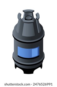 Isometric compressed gas storage tank. Icon with indoor gas equipment, furnace or heater using liquefied gas. Fireplace or hearth. 3D vector illustration isolated on white background