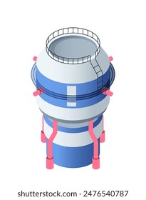 Tanque isométrico de almacenamiento de gas comprimido. Icono con recipiente subterráneo industrial o recipiente de combustible para almacenar gas licuado a alta presión. Ilustración vectorial 3D aislada en el fondo