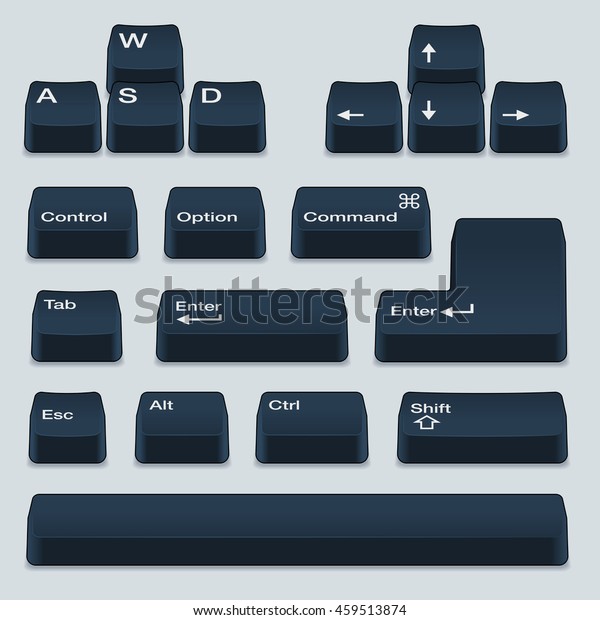 Alt Control Shift Enterキー および矢印キーを含むアイソメ コンピュータの黒いキーボード のベクター画像素材 ロイヤリティフリー