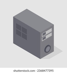 Isometric computer case illustrated in vector