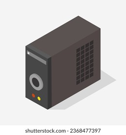 Isometric computer case illustrated in vector