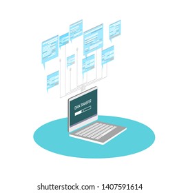 isometric computer icon graphics data exchange