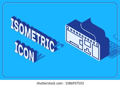 Isometric Computer keyboard icon isolated on blue background. PC component sign.  Vector Illustration