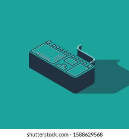 Isometric Computer keyboard icon isolated on green background. PC component sign.  Vector Illustration