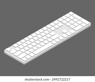 Isometric Computer keyboard icon. Isolated on gray background.	