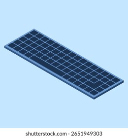 Teclado isométrico para computador. Moderno teclado de computador. Componentes de hardware de computador. Tecnologia isométrica. Ilustração vetorial
