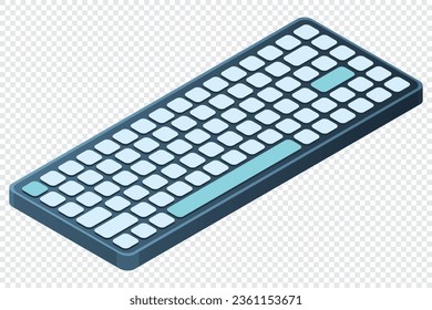 Isometric computer keyboard. Personal computer hardware components. Modern computer keyboard. Vector illustration
