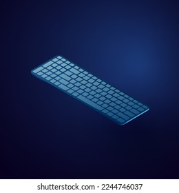 Isometric computer keyboard vector illustration. Blue background.