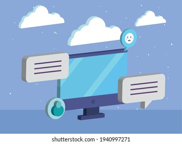 Isometric computer with media bubbles