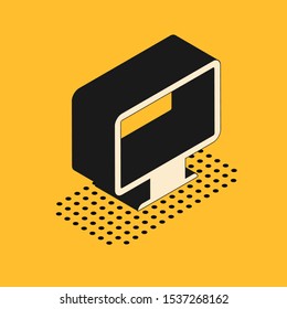 Isometric Computer monitor screen icon isolated on yellow background. Electronic device. Front view.  Vector Illustration