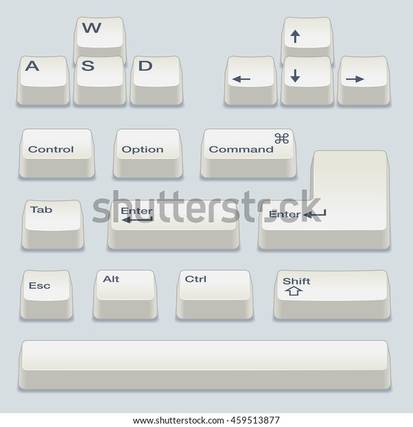 Isometric Computer White Keyboard Keys Including Stock Vector (Royalty ...