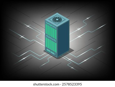 isometric concept big data center with server