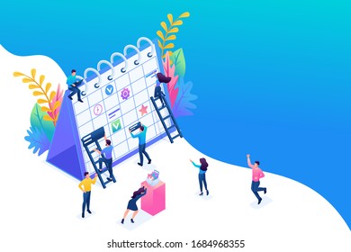 Isometric concept Creating a long-term business planning strategy. Concept for web design.