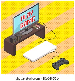 isometric concept of game play, vector illustration