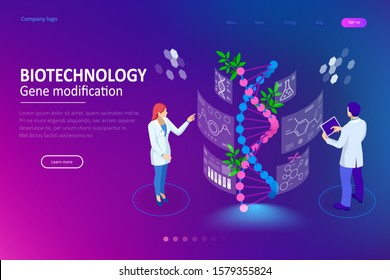 Isometric concept of laboratory exploring new methods of plant breeding and agricultural genetics. Plants growing in the test tubes.