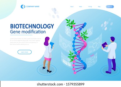 Isometric concept of laboratory exploring new methods of plant breeding and agricultural genetics. Plants growing in the test tubes.