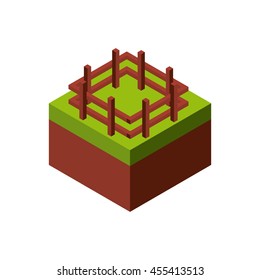 Isometric concept represented by wood fence icon. Colorfull and geometric illustration. 