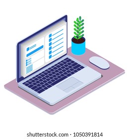 isometric concept of social media, vector illustration