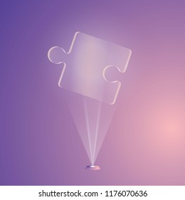 Isometric concept of teamwork and teamwork. Simple holographic puzzle jigsaw puzzles. Vector illustration